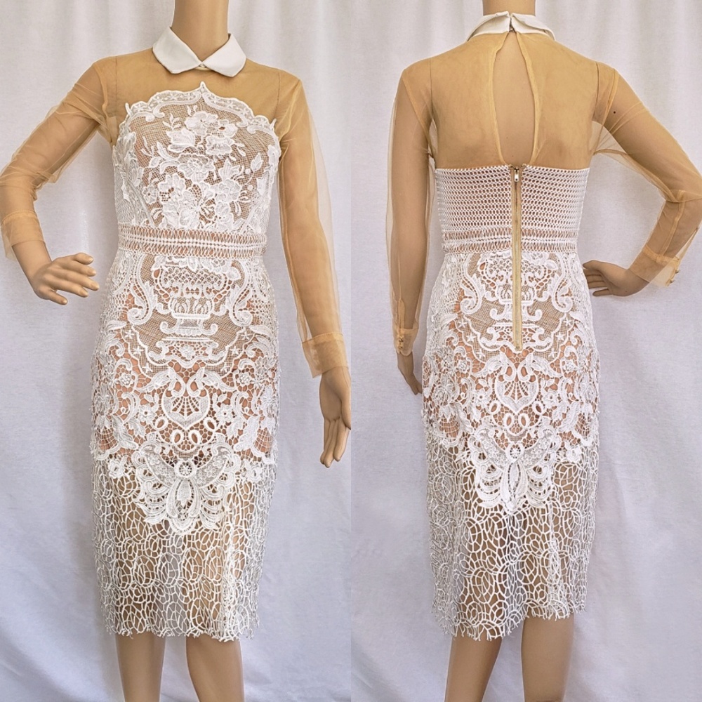 🔥White lace floral stitching dress